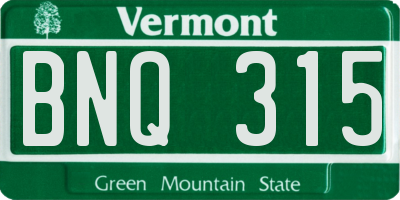 VT license plate BNQ315