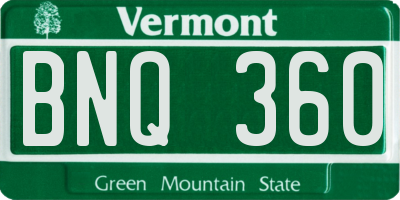 VT license plate BNQ360