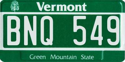 VT license plate BNQ549