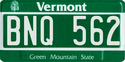 VT license plate BNQ562