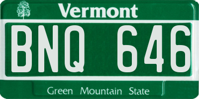 VT license plate BNQ646