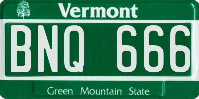 VT license plate BNQ666