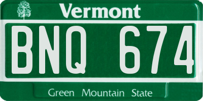 VT license plate BNQ674