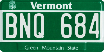 VT license plate BNQ684