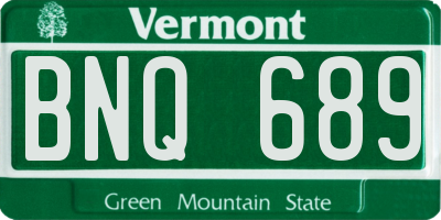 VT license plate BNQ689