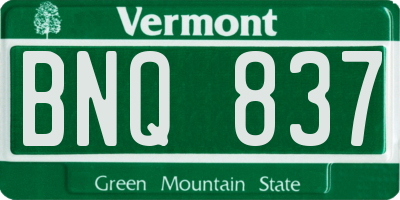 VT license plate BNQ837