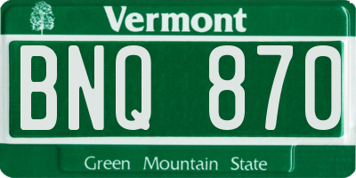 VT license plate BNQ870