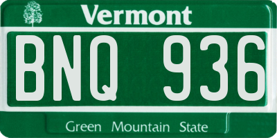 VT license plate BNQ936