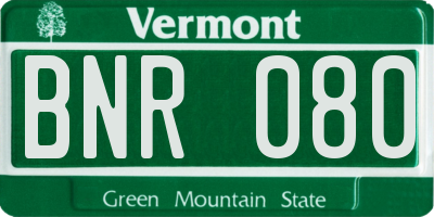 VT license plate BNR080