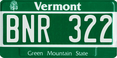 VT license plate BNR322