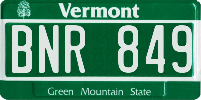 VT license plate BNR849