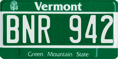 VT license plate BNR942