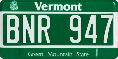 VT license plate BNR947