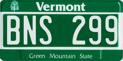 VT license plate BNS299