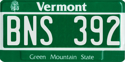 VT license plate BNS392