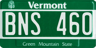 VT license plate BNS460