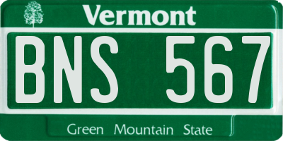 VT license plate BNS567