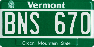 VT license plate BNS670