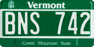 VT license plate BNS742