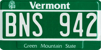 VT license plate BNS942