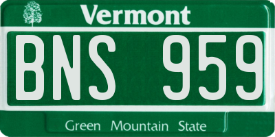 VT license plate BNS959