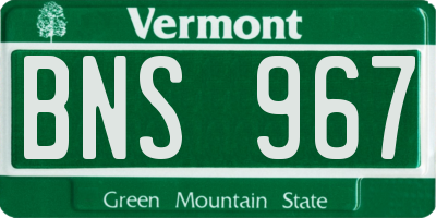 VT license plate BNS967