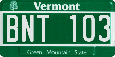VT license plate BNT103