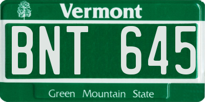 VT license plate BNT645