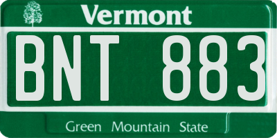 VT license plate BNT883
