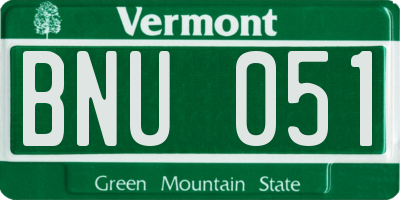 VT license plate BNU051