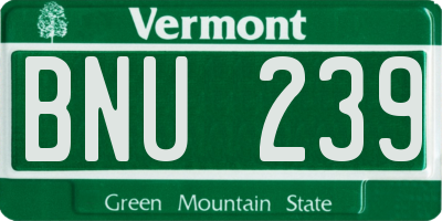 VT license plate BNU239