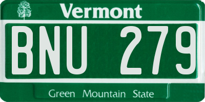 VT license plate BNU279