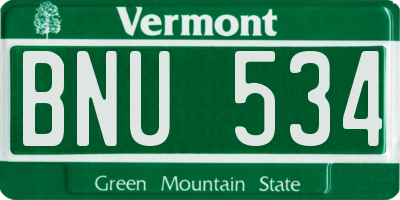 VT license plate BNU534