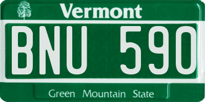 VT license plate BNU590