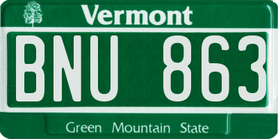 VT license plate BNU863