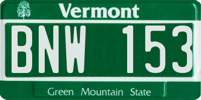 VT license plate BNW153