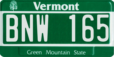 VT license plate BNW165