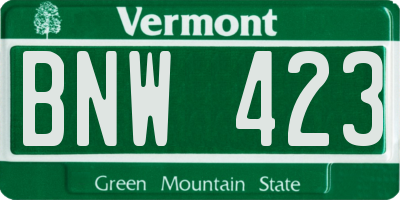 VT license plate BNW423