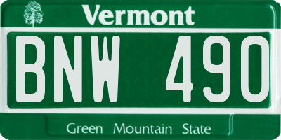 VT license plate BNW490