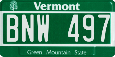 VT license plate BNW497