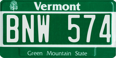 VT license plate BNW574