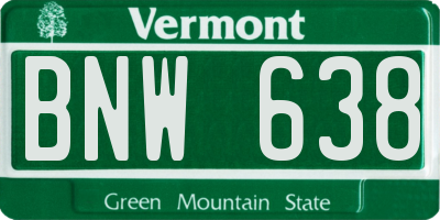 VT license plate BNW638