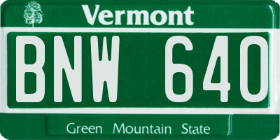 VT license plate BNW640