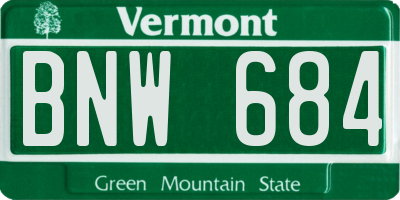 VT license plate BNW684
