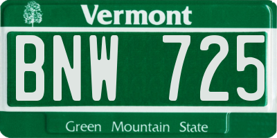 VT license plate BNW725
