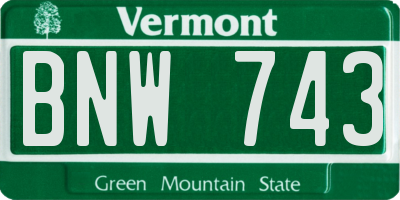 VT license plate BNW743