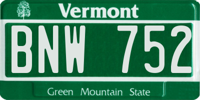 VT license plate BNW752