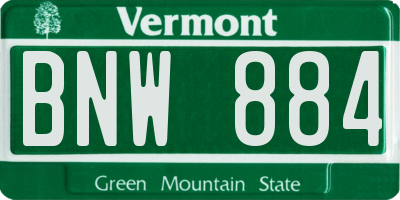 VT license plate BNW884