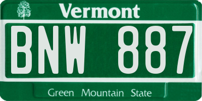 VT license plate BNW887