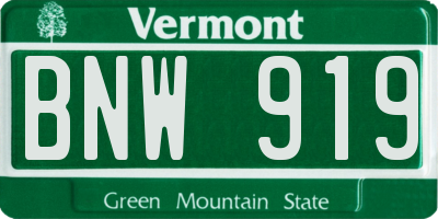 VT license plate BNW919